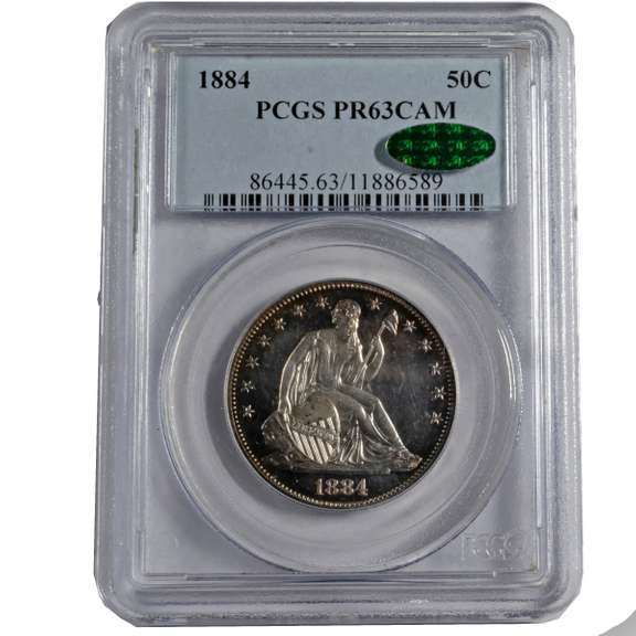 1884 PR 63 Cameo CAC Stickered Seated Half