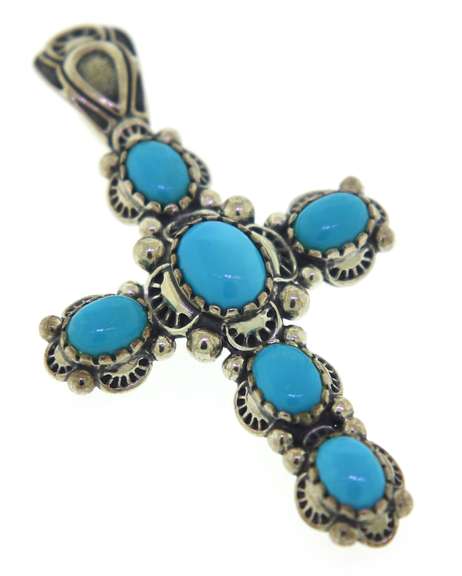 Sterling Silver Turquoise Cross Pendant