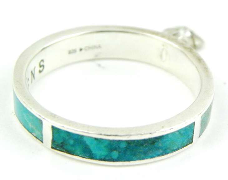 Silpada Sterling Turquoise Band Ring with Charm, 8.25
