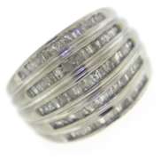 Dazzling White Gold Baguette Diamond Wide Ring
