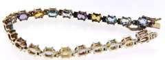 Sterling Silver Multicolor Gemstone Tennis Bracelet
