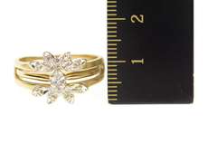 14K Yellow Gold Retro Diamond Engagement Bridal Set Ring