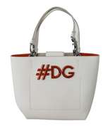 DOLCE & GABBANA  White #DG Women Hand Tote Borse Leather BEATRICE Bag