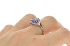 14K White Gold Trillion Iolite Diamond Halo Engagement Ring