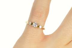 14K Yellow Gold Three Stone Diamond Classic Engagement Ring