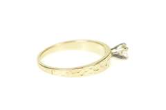 14K Yellow Gold 0.20 Ct Diamond Hammered Band Engagement Ring