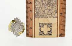 14K Yellow Gold Swirl Design Diamond Cluster Bypass Cocktail Ring