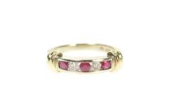 14K White Gold 0.46 Ctw Ruby Diamond Channel Wedding Band Ring