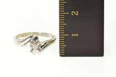 10K White Gold Diamond Solitaire Retro Bypass Promise Ring