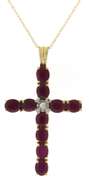 Charming Yellow Gold Ruby and Diamond Cross Necklace