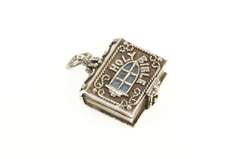 Sterling Silver 3D Bible Virgin Mother Jesus Articulated Charm/Pendant