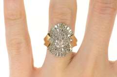 10K Yellow Gold Diamond Encrusted Cluster Statement Ring