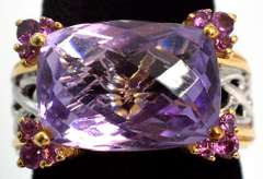 Bold Amethyst Cocktail Ring in 2-Tone Sterling Silver