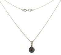 Glowing 18kt WG Black Pearl Necklace