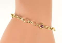 14K Yellow Gold 7.5mm Fancy Cable Chain Topaz Tourmaline Bracelet