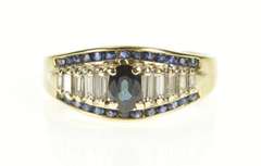 14K Yellow Gold Natural Sapphire Engagement Baguette Diamond Ring