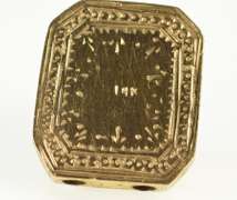 14K Yellow Gold Antique Diamond Scroll Slide Bracelet Charm/Pendant