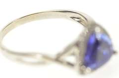 14K White Gold Trillion Iolite Diamond Halo Engagement Ring