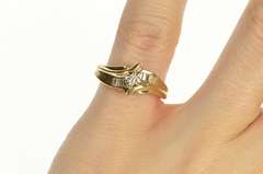 14K Yellow Gold Marquise Diamond Bypass Simple Promise Ring