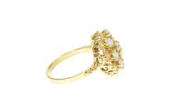 14K Yellow Gold Ornate Retro Natural Opal Heart Cocktail Ring