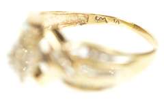 10K Yellow Gold Marquise Diamond Cluster Bypass Simple Ring