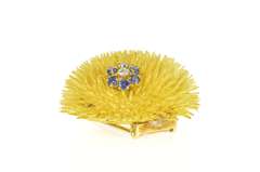 18K Yellow Gold 0.56Ctw Tiffany Co Sapphire Diamond Urchin Pin/Brooch