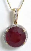 14K Yellow Gold Ruby & Diamond Necklace