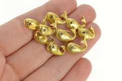 18K Yellow Gold Retro Whale Cluster Sapphire School of Fish Pin/Brooch