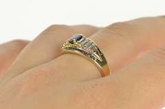 14K Yellow Gold Natural Sapphire Engagement Baguette Diamond Ring