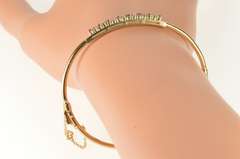 10K Yellow Gold Ruby Diamond Inset Retro Oval Bangle Bracelet