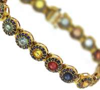 Wonderful Multi Color Sapphire Yellow Gold Bracelet