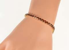 14K Yellow Gold Marquise Garnet Encrusted Fancy Tennis Bracelet