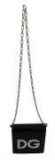 DOLCE & GABBANA  Black Crystal Studs DG GIRLS Borse Leather Crossbody Bag