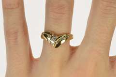 10K Yellow Gold Wavy Baguette & Round Diamond Statement Ring