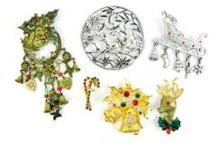 Festive Collection of Vintage Christmas Pins