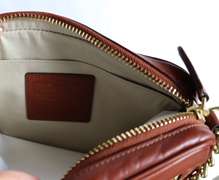 Coach Brown Leather Gold Tone Chain Purse