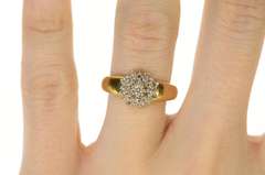 10K Yellow Gold 0.37 Ctw Round Diamond Cluster Statement Ring