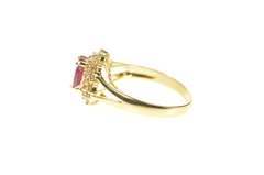 14K Yellow Gold 1.22 Ctw Oval Ruby Diamond Halo Engagement Ring