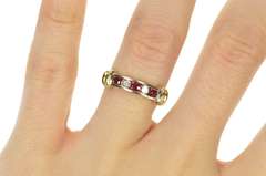 14K White Gold 0.46 Ctw Ruby Diamond Channel Wedding Band Ring