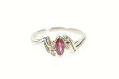 14K White Gold Marquise Ruby Diamond Accent Bypass Ring