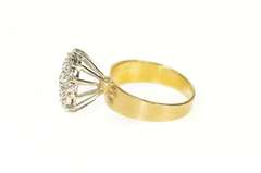 10K Yellow Gold Classic Raised Round Diamond Cocktail Ring