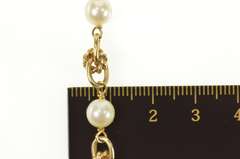 14K Yellow Gold 1960's Retro Pearl Chain Knot Link Bracelet
