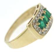 Fabulous 14kt Yellow Gold Emerald & Diamond Halo Ring