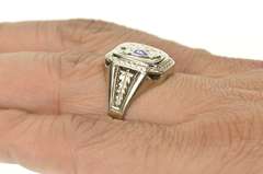 10K White Gold Knights of Pythias Art Deco Enamel Signet Ring