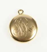 14K Yellow Gold Masonic Compass Square Monogram Locket Pendant