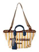 DOLCE & GABBANA  Yellow Stripes Shopping Borse Women Tote Cotton Bag