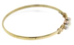 Pretty 14kt YG Pearl and Diamond Accent Bangle Bracelet