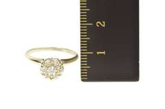 14K Yellow Gold Retro Diamond Halo Cluster Engagement Ring
