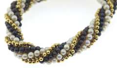 Stylish 18kt YG Grey and White Twist Pearl Bracelet