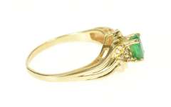 14K Yellow Gold Oval Emerald Diamond Bypass Engagement Ring